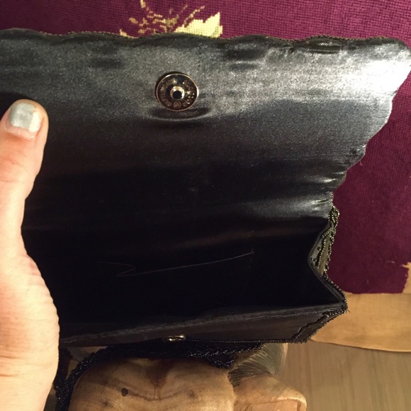 Vintage Black Beaded Handbag with BoHo Pattern - Picture 3 of 4